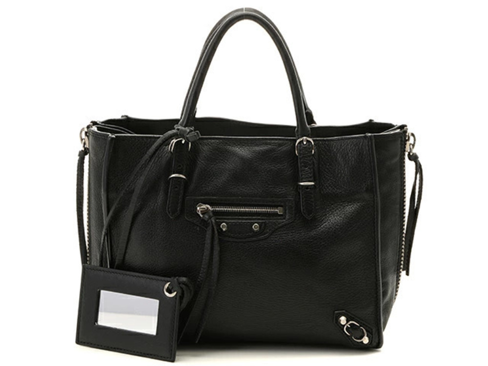 Balenciaga Paper Shoulder Bag Black Calfskin